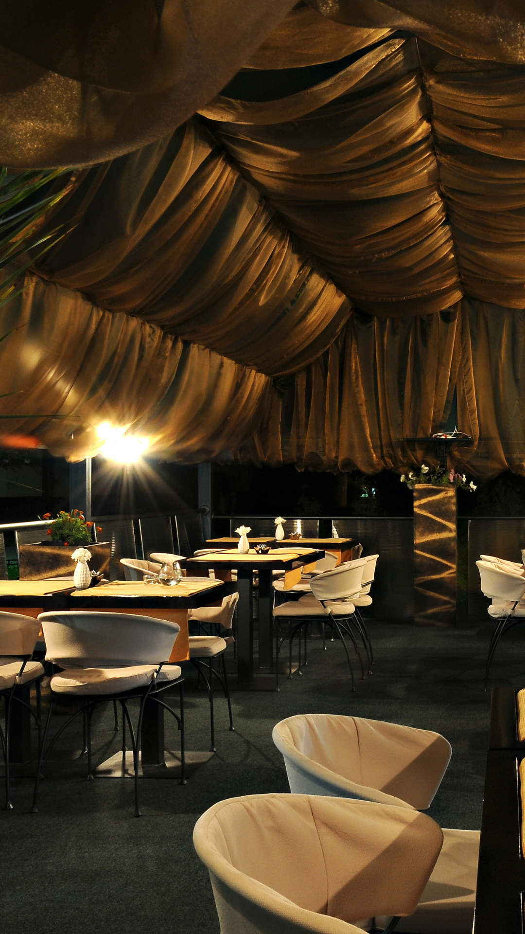 Luxury outdoor restaurant evening atmosphere